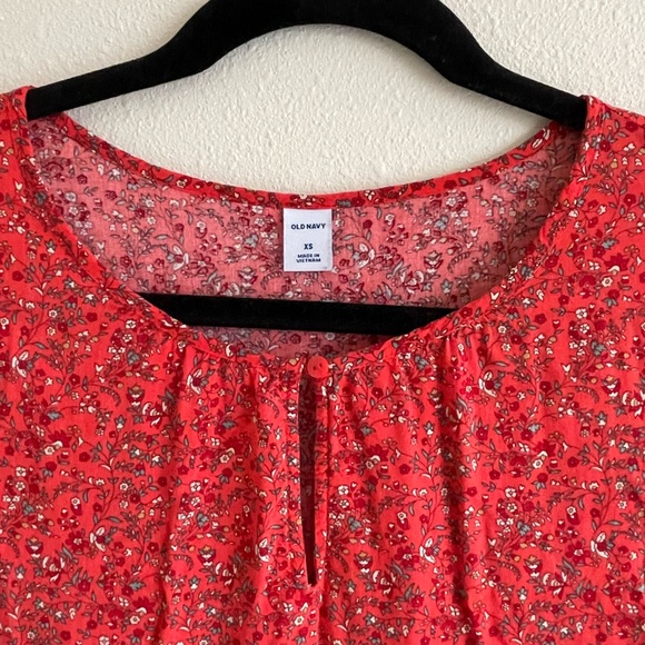 Red Floral Dress or Babydoll Top - Picture 2 of 5